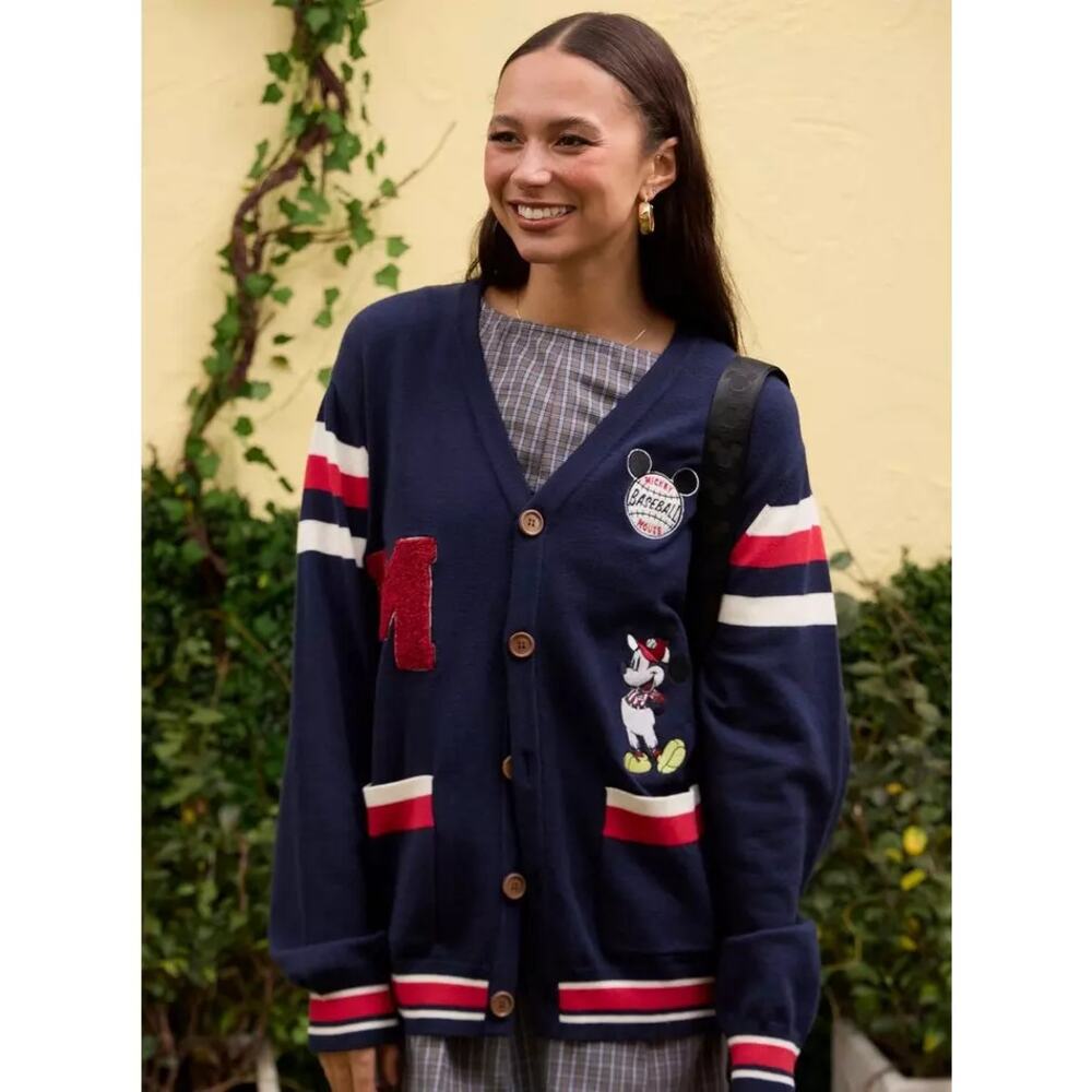 Disney x BoxLunch Mickey Mouse Retro Baseball Cardigan Medium